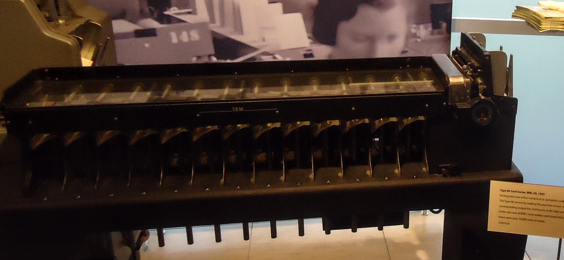 An IBM Type 80 punched card sorter in a museum