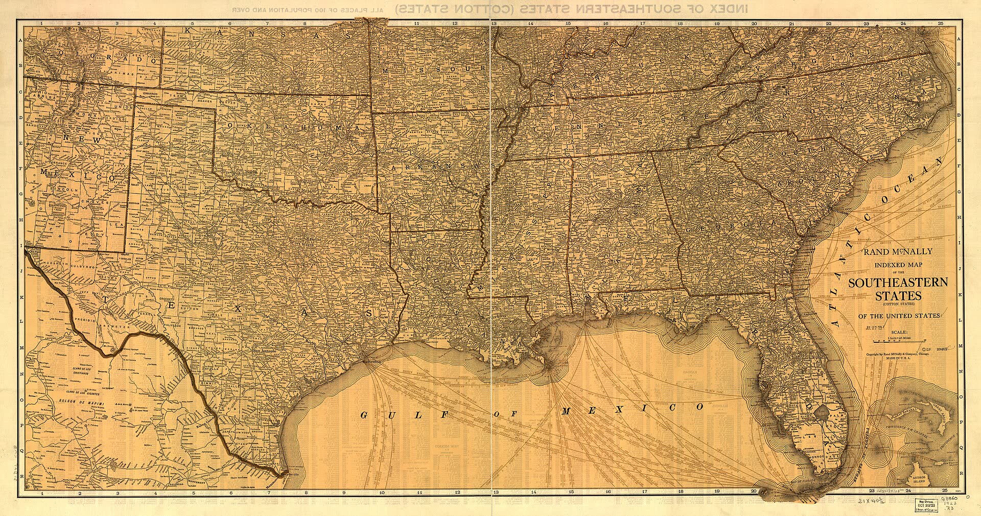 A 1937 Rand McNally map of the Southeastern states
